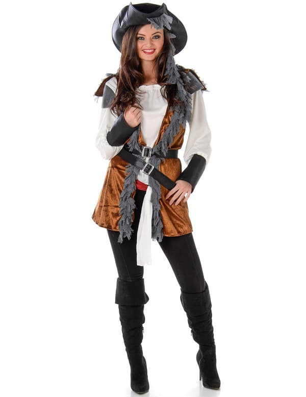 Piratkostyme med vest for kvinner