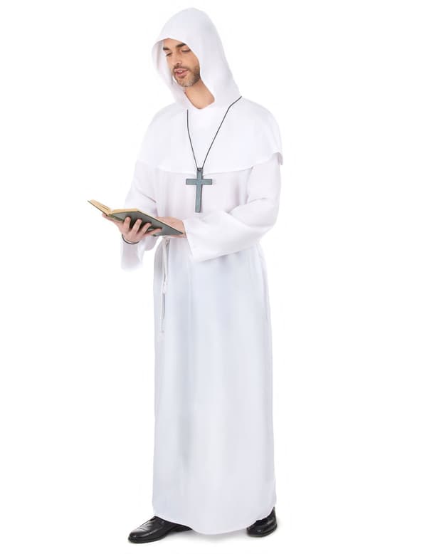 Kostume hvid munk til voksne. Size-One Size (42)