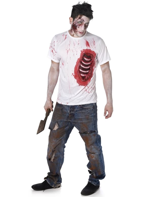 Zombiekostyme for menn med ribbein av lateks