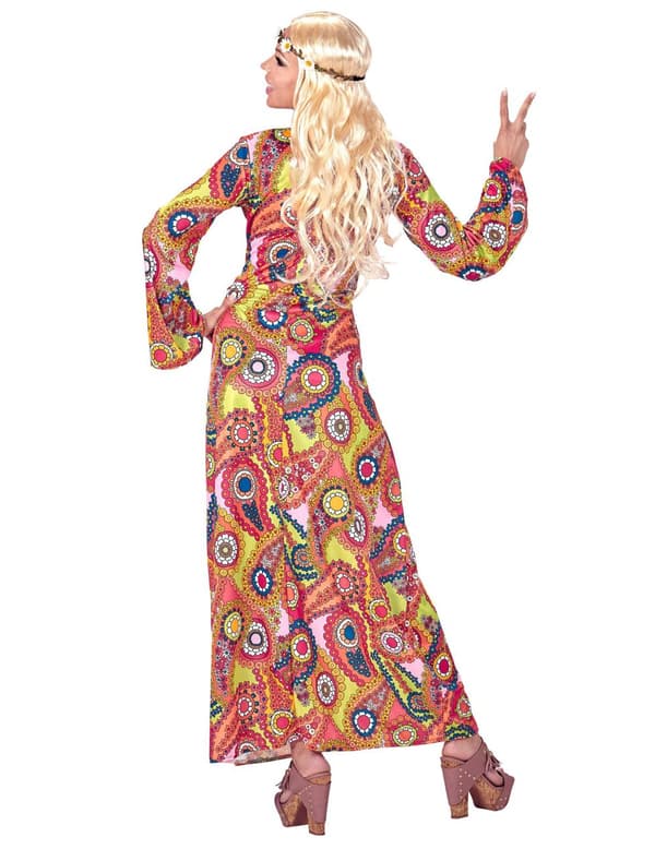 FärggrannHippie- utklädnad långklänning vuxen
