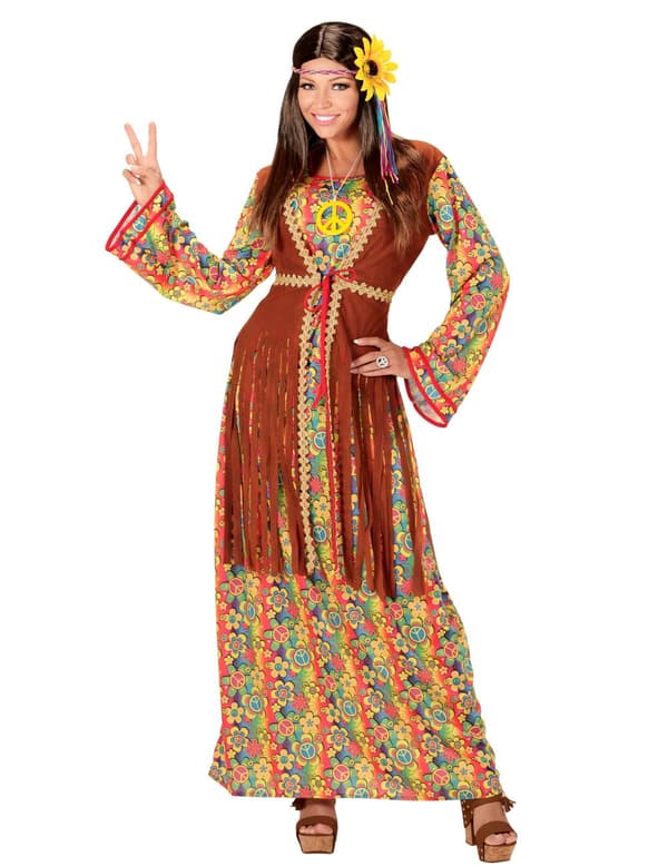 Kostume lang hippiekjole med frynser kvinde