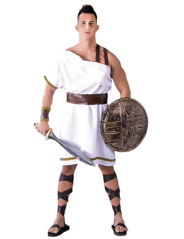 Hvit spartansk kostyme for menn