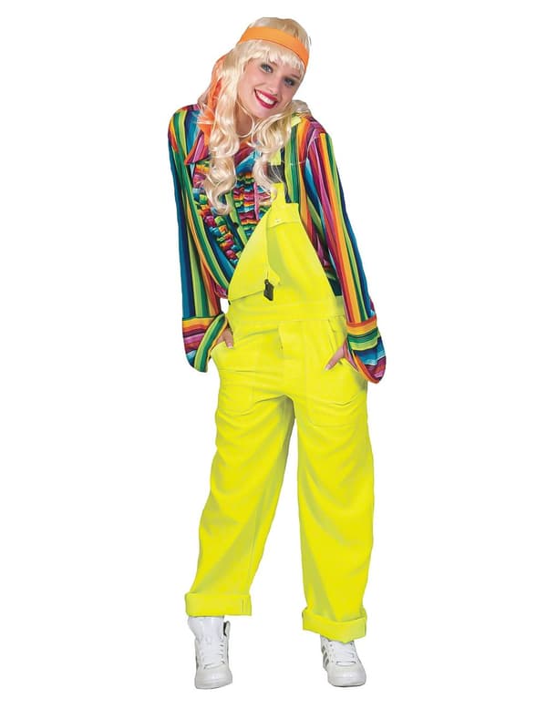 Neongult jumpsuit kostyme for voksne