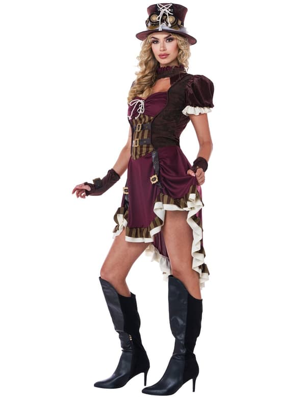 Steampunk Bordeaux-naamiaisasu aikuisille