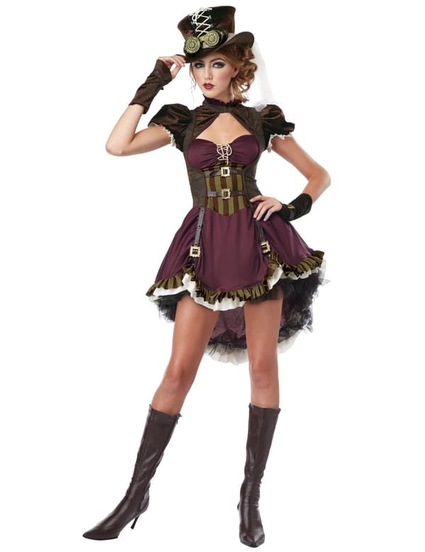 Steampunk Bordeaux-naamiaisasu aikuisille