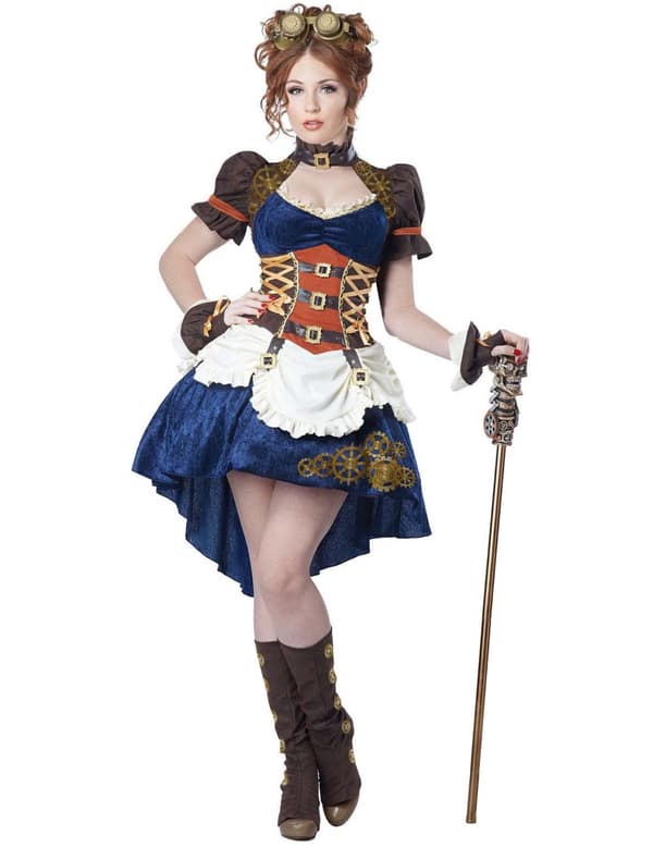 Retro-futuristisk steampunk-kostyme for kvinne
