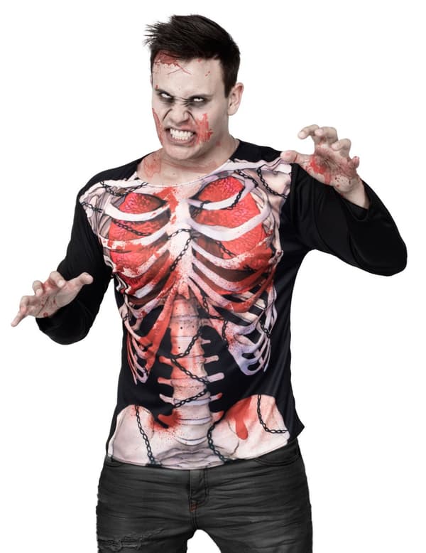 Halloween t-skjorte med zombieskjelett. Size-M / L