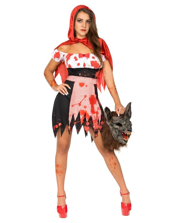 Blodrödluvan - Halloweenkostym för vuxna