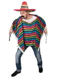 Miniatyrbillede 1 af 2: Flerfarvet mexicansk poncho med frynser til voksne. Size-One size