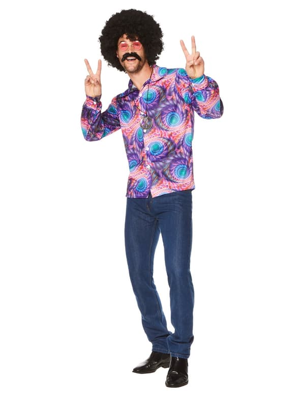 Psykedelisk hippieskjorte for menn