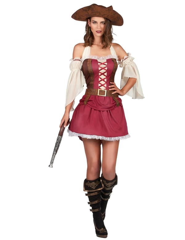 Bordeaux sexet piratkostume til kvinder