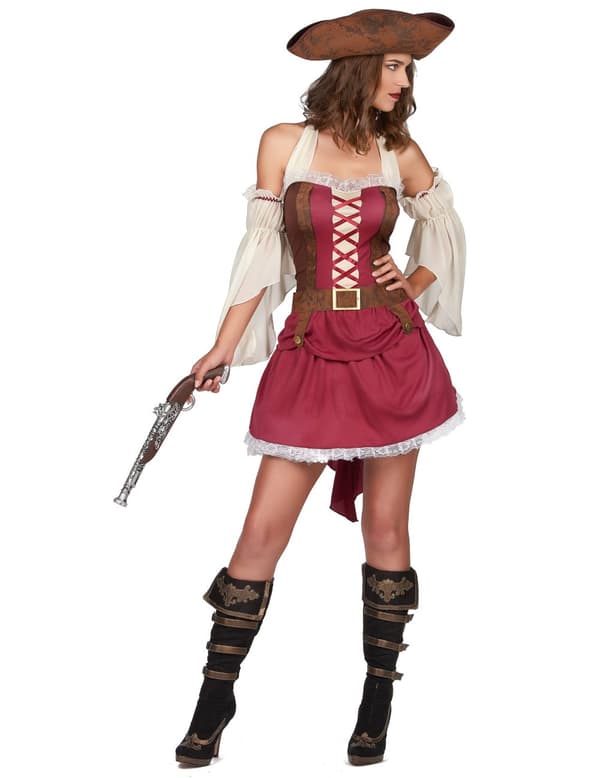 Bordeaux sexet piratkostume til kvinder