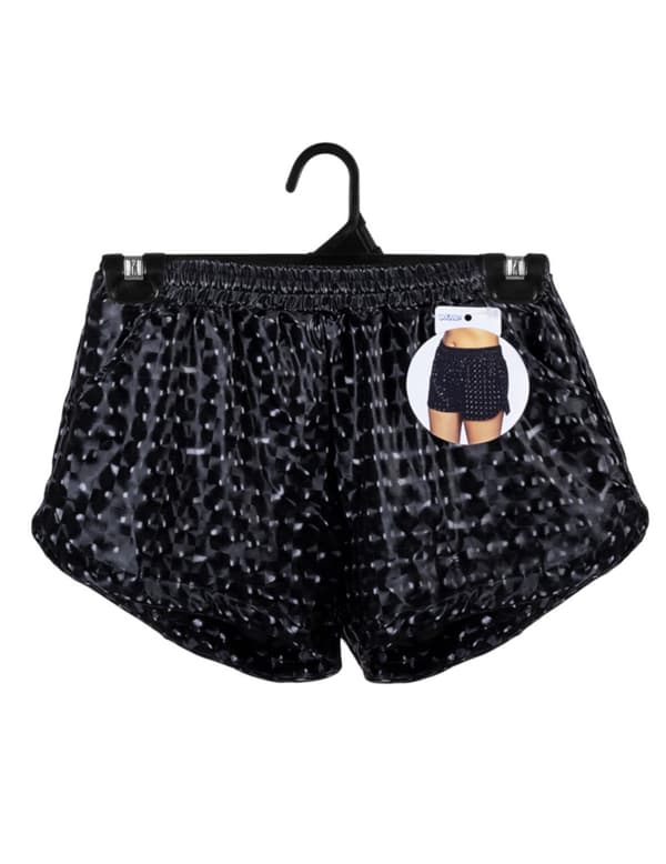 Skinnende svart sporty shorts for kvinner. Size-One size