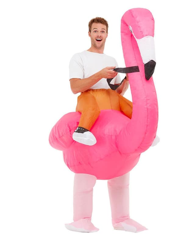 Flamingon selässä- naamiaisasu aikuiselle. Size-One size