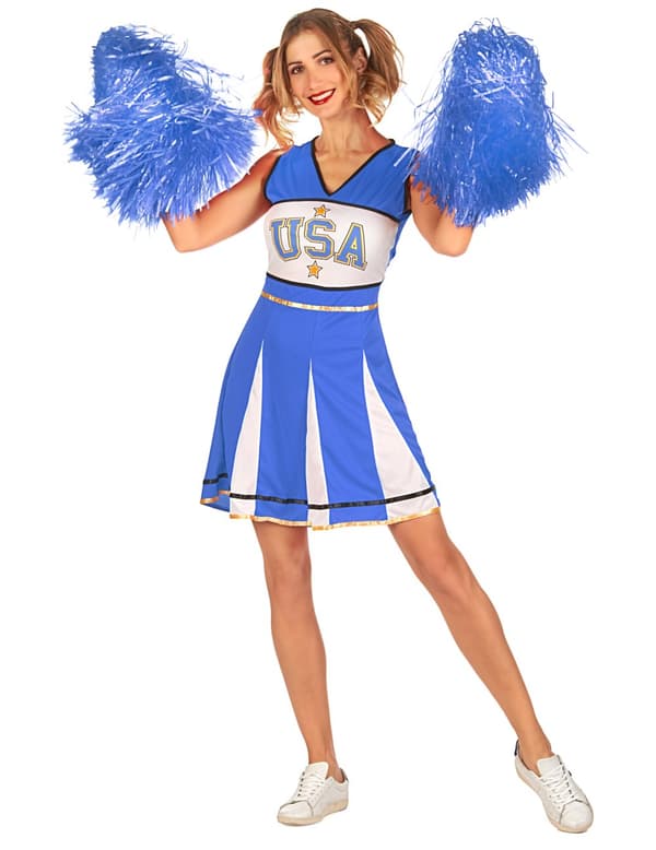 Cheerleader USA blåt kostume til kvinder