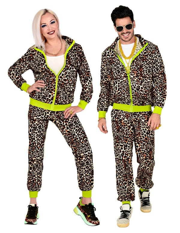 Voksen 80-talls treningsdrakt med leopard