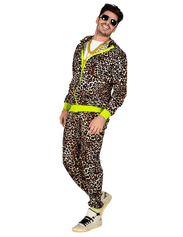 Voksen 80-talls treningsdrakt med leopard