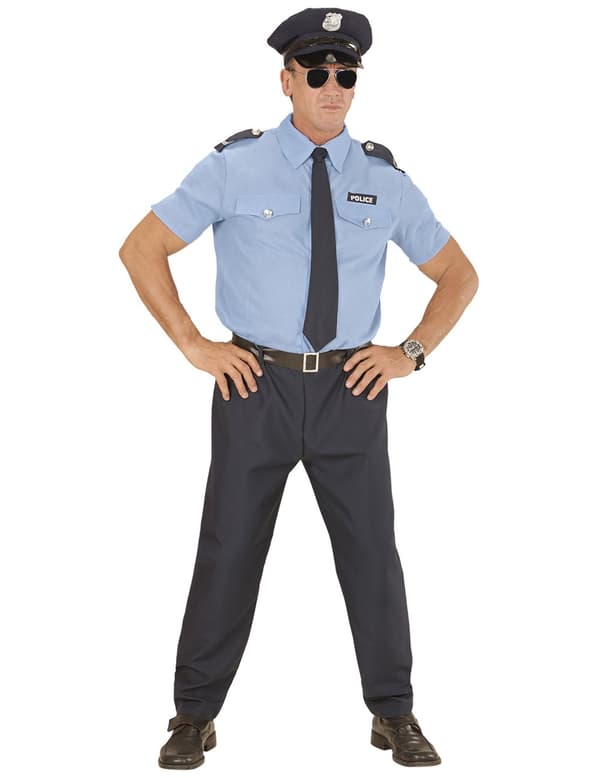 Poliisi naamiaisasu sininen suuri koko aikuinen