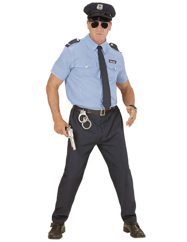 Poliisi naamiaisasu sininen suuri koko aikuinen