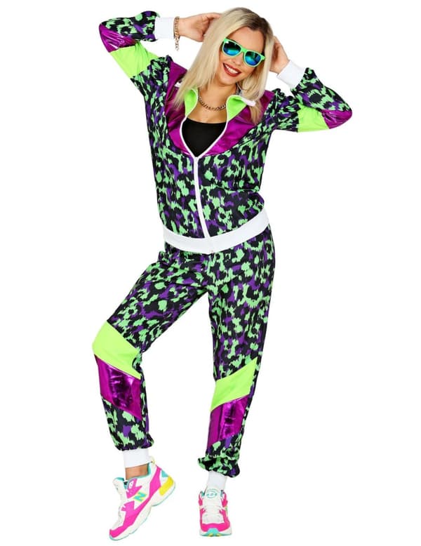 Plus Size Neon Leopard Print Treningsdrakt