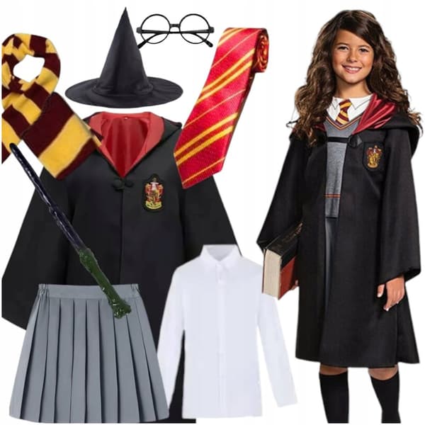 HERMIONE HARRY POTTER DRÄKT DRÄKT TILLBEHÖR 9in1 142/148