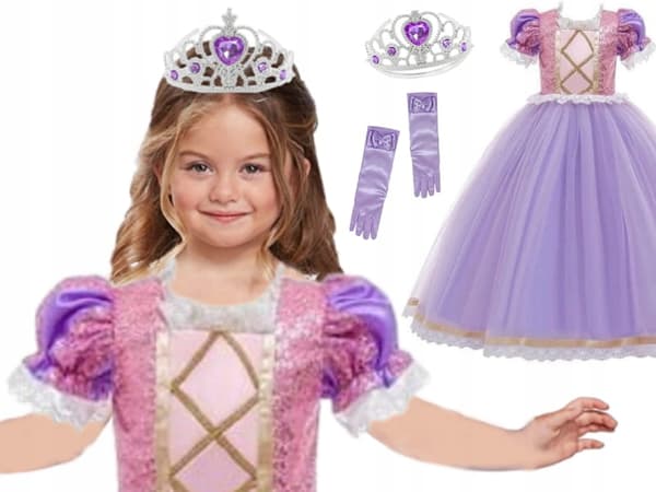 RAPUNZEL KOSTUME FLETNING TANGLED DRESS PRINSESSE KOSTUME 134/140