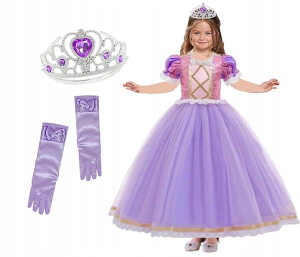 RAPUNZEL KOSTUME FLETNING TANGLED DRESS PRINSESSE KOSTUME 134/140