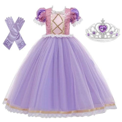 RAPUNZEL KOSTUME FLETNING TANGLED DRESS PRINSESSE KOSTUME 134/140