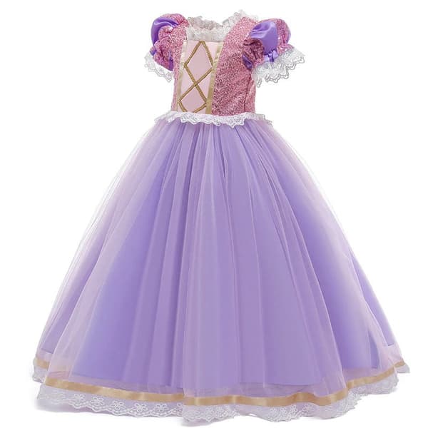 RAPUNZEL KOSTUME FLETNING TANGLED DRESS PRINSESSE KOSTUME 134/140
