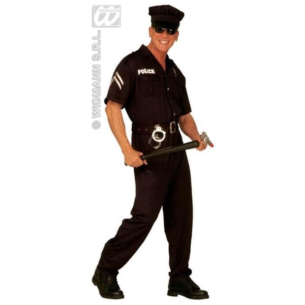 Polisdöljning - WIDMANN - M-50/52 - Vuxen - Svart - Overall, hatt, bälte