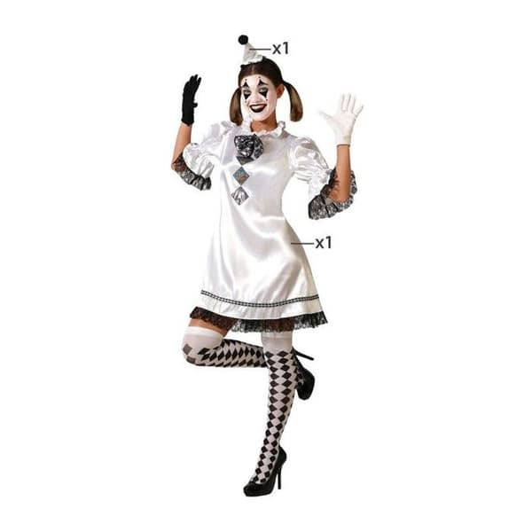 Kostym Kvinna Clown Pierrot