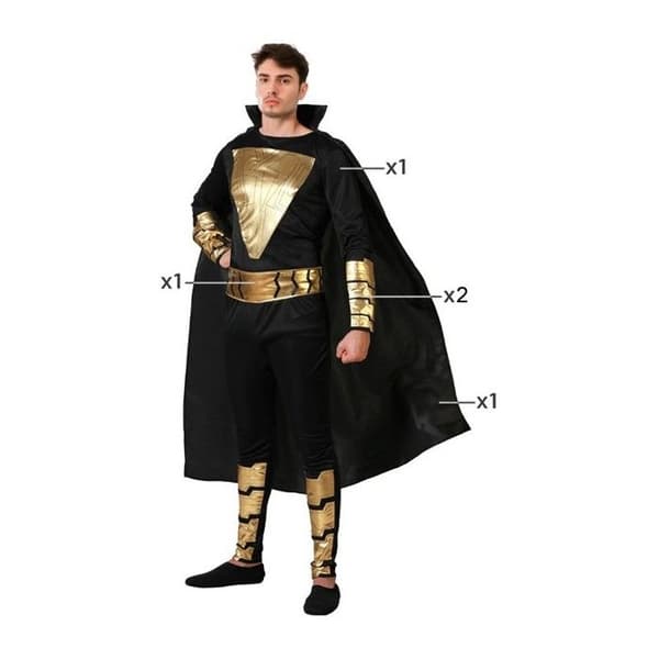 Maskeraddräkt Man - ATOSA - Adam Svart - Superhjälte Kostym - Tunik och Kappa - 4 delar