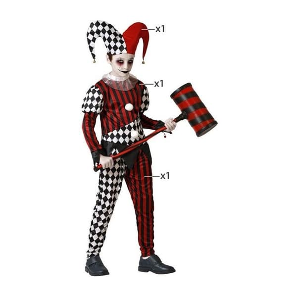 Devilish Harlequin Boy Costume - ATOSA - Halloween - Röd - 5 år - Inomhus