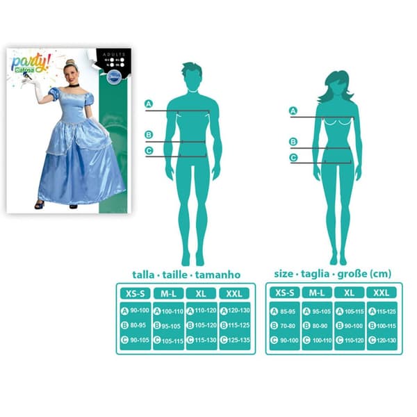Kostyme voksne Prinsesse Blå - XL