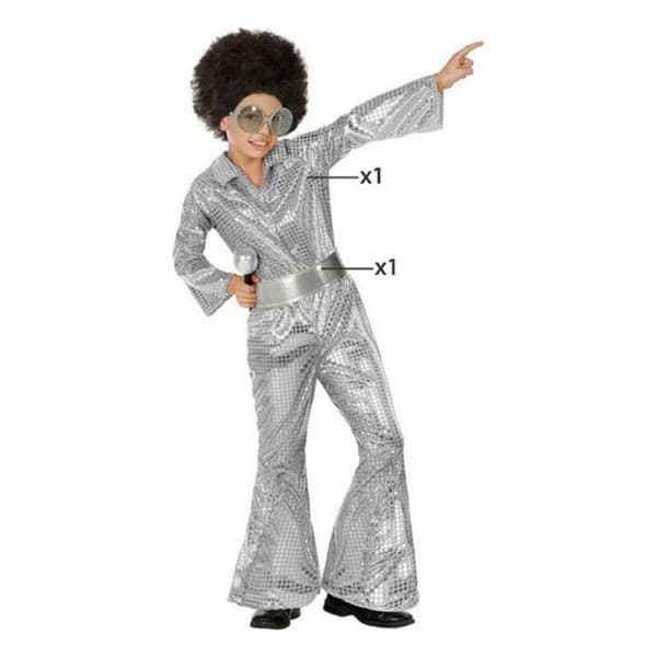 Kostume til børn Disco Sølvfarvet - 10-12 år