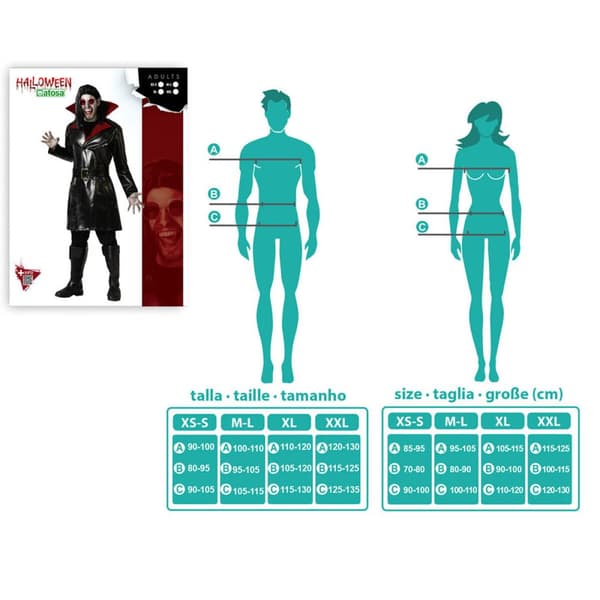 Kostume til voksne Multifarvet Vampyr XS/S