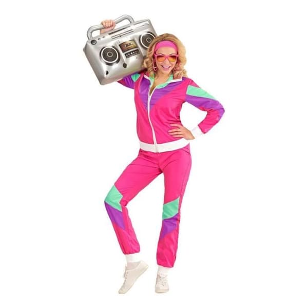 Kostym träningsoverall - WIDMANN - Fuchsia 80-tal - Jacka och byxor - Unisex - Vuxen