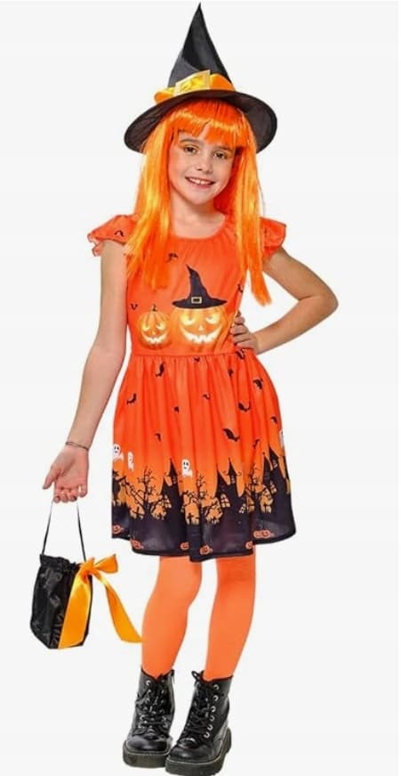 Kostume Halloween Græskar Prinsesse 5-7 år