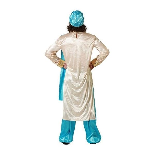 Kostym Man - ATOSA - Hindu - Lång beige tunika - Blå byxor - Turbanhatt
