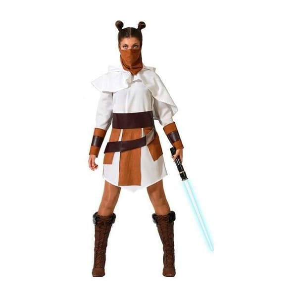 Kostym Kvinna - ATOSA - Jedi Riddare - Star Wars Kostym - Vit Klänning - Inkluderade Tillbehör