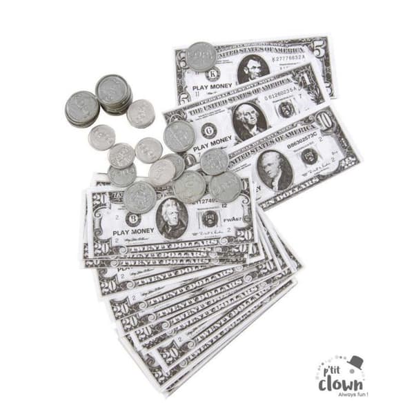 P'TIT Clown re15021 - Set med dollar, sedlar och sid
