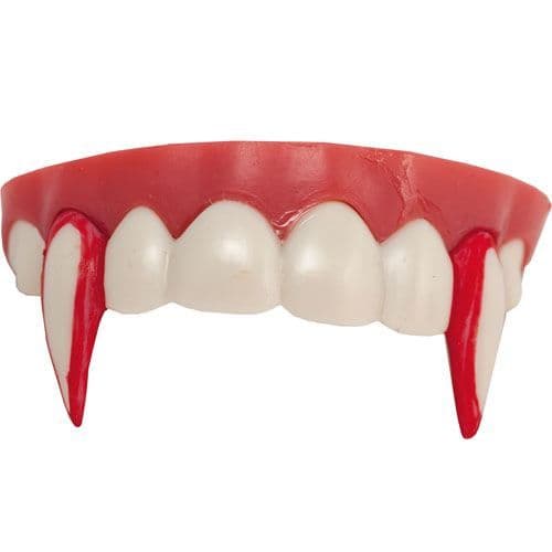 Denture vampire - Märke - Realistiska hörntänder - Röd och vit - Vuxen
