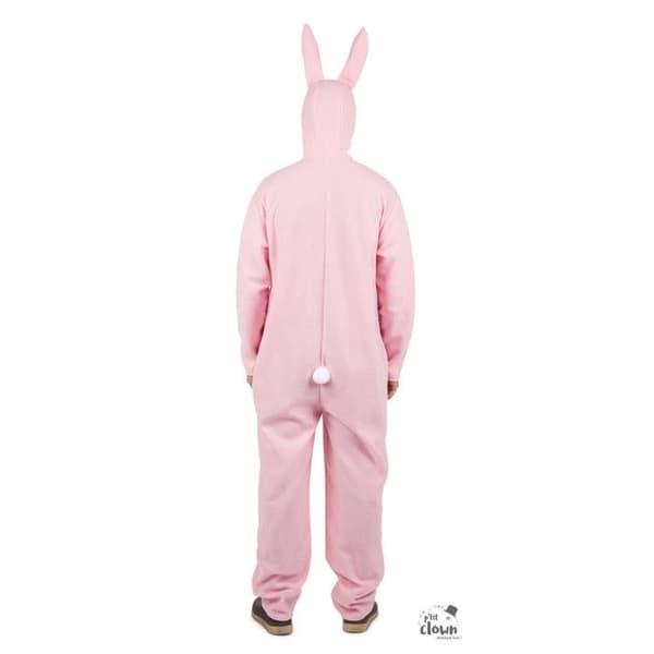 Rosa Kanindräkt Vuxen - PtitClown - Overall med Huva och Öron - Vit - Inuti