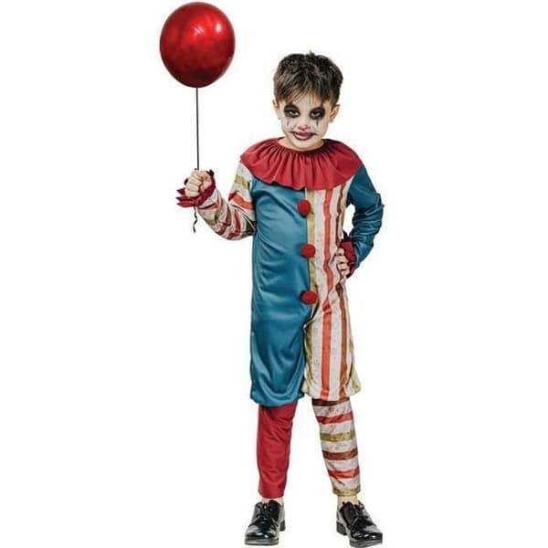 Vintage clownutklädnad barn - Röd - Storlek 5/6 år