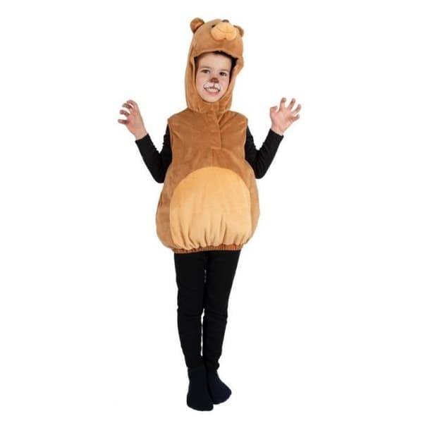 Barnbjörndräkt PtitClown - Brun - Hooded dräkt - Insidan - Unisex - PtitClown