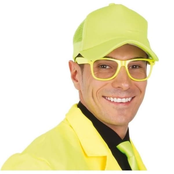1 Fluorescerande gul keps REF/22670 (Utklädningsaccessoar)