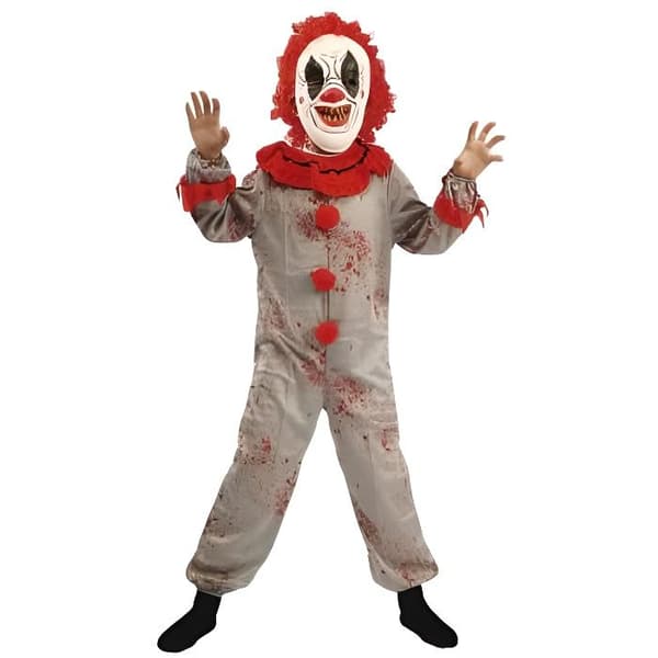 Skrämmande Clownkostym Barn - Clown - Vit Polyester - Halloween