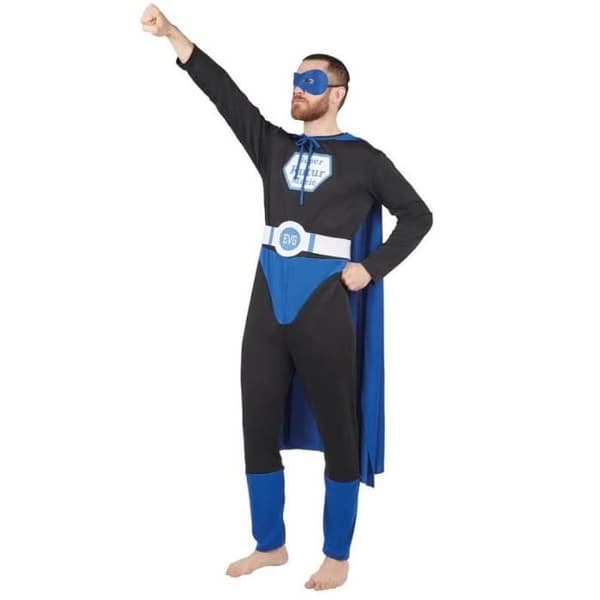 Kostym man super-brudgum blå och svart - PTIT CLOWN - Storlek S/M - Svensexa