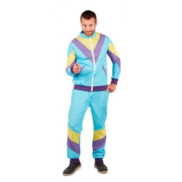 Gymnastikdräkt 80-tal Man - PtitClown - Typisk passform och färger - Vit och Flerfärgad