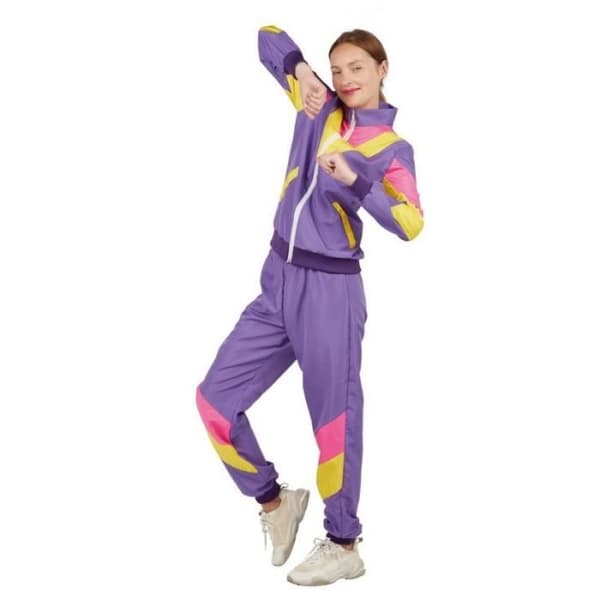 Klädkostym Sportig 80-tal Kvinna PtitClown - Lila - PtitClown - Polyester - Vuxen